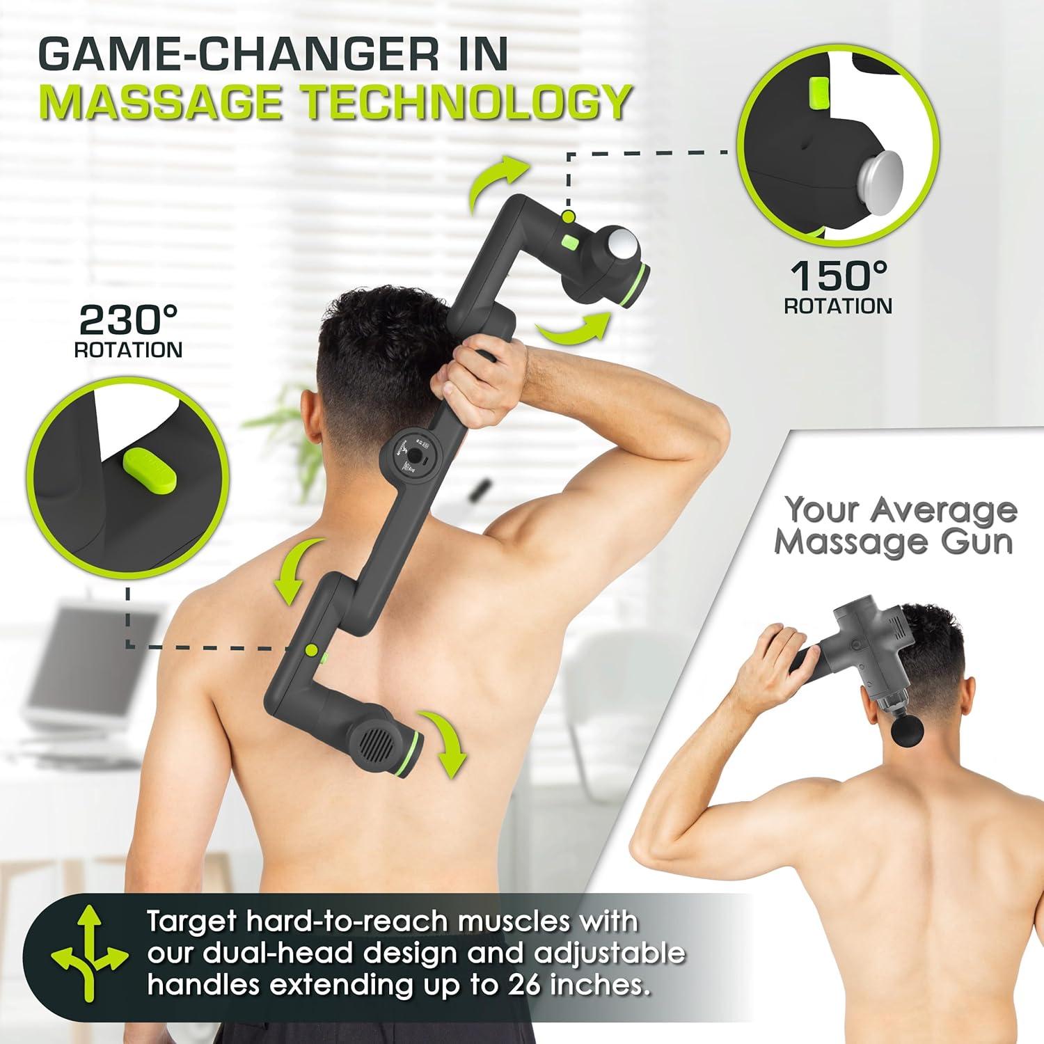 Pistola Masajeadora ProsourceFit Dual Pro, 6 Accesorios, Alivio Tejido Profundo, 4 Velocidades, Silenciosa, Negra