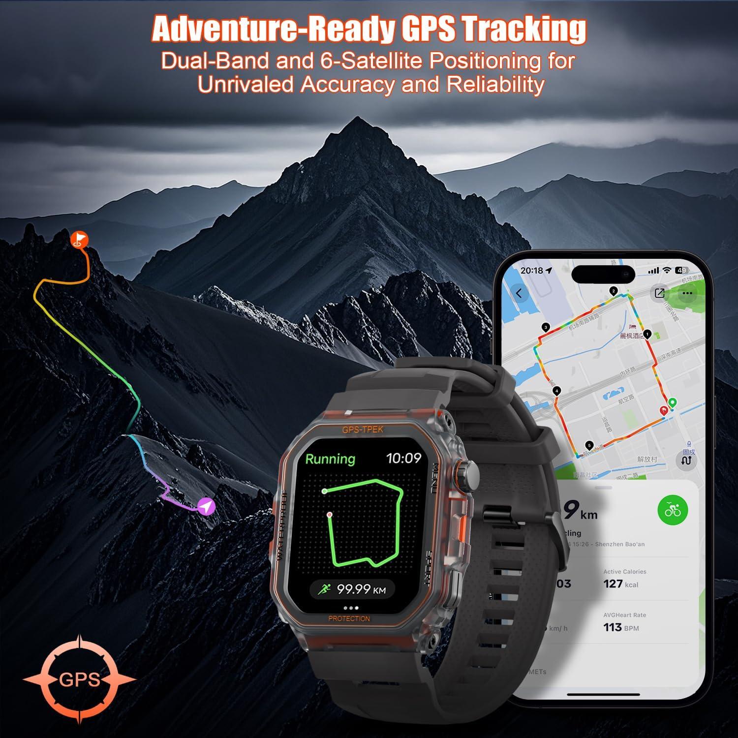 Reloj Inteligente Militar SGJIK FT61 - GPS, 100+ Modos, Pantalla 4.45 cm