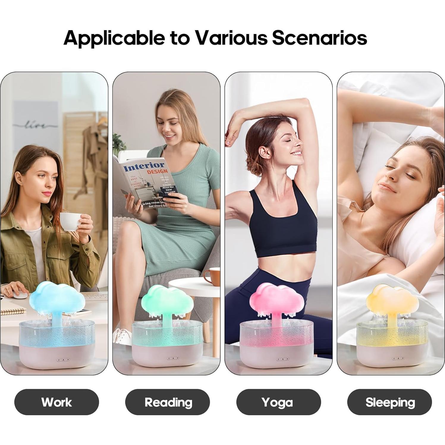 Humidificador de Nubes de Lluvia Rican 200ml Luz Nocturna