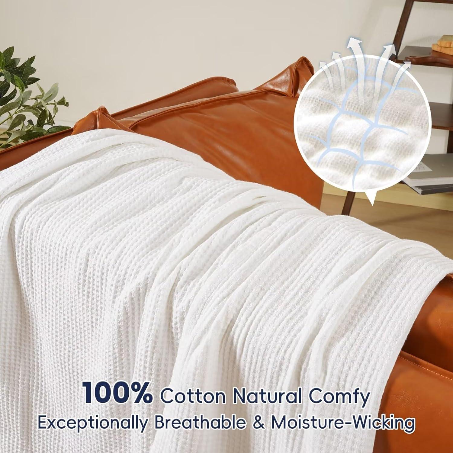 Manta de Muselina PHF 100% Algodón King 264x229 cm Blanca