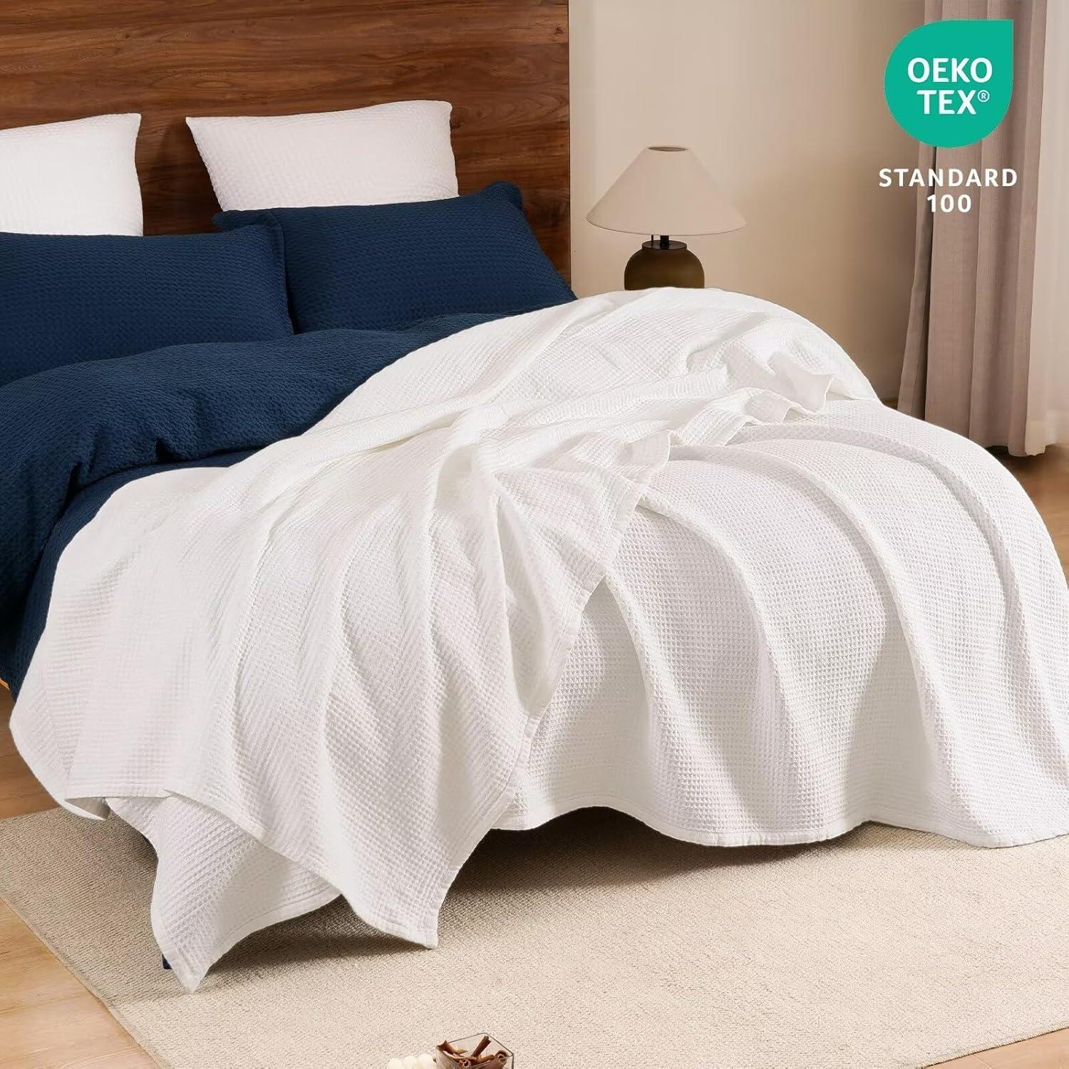Manta de Muselina PHF 100% Algodón King 264x229 cm Blanca