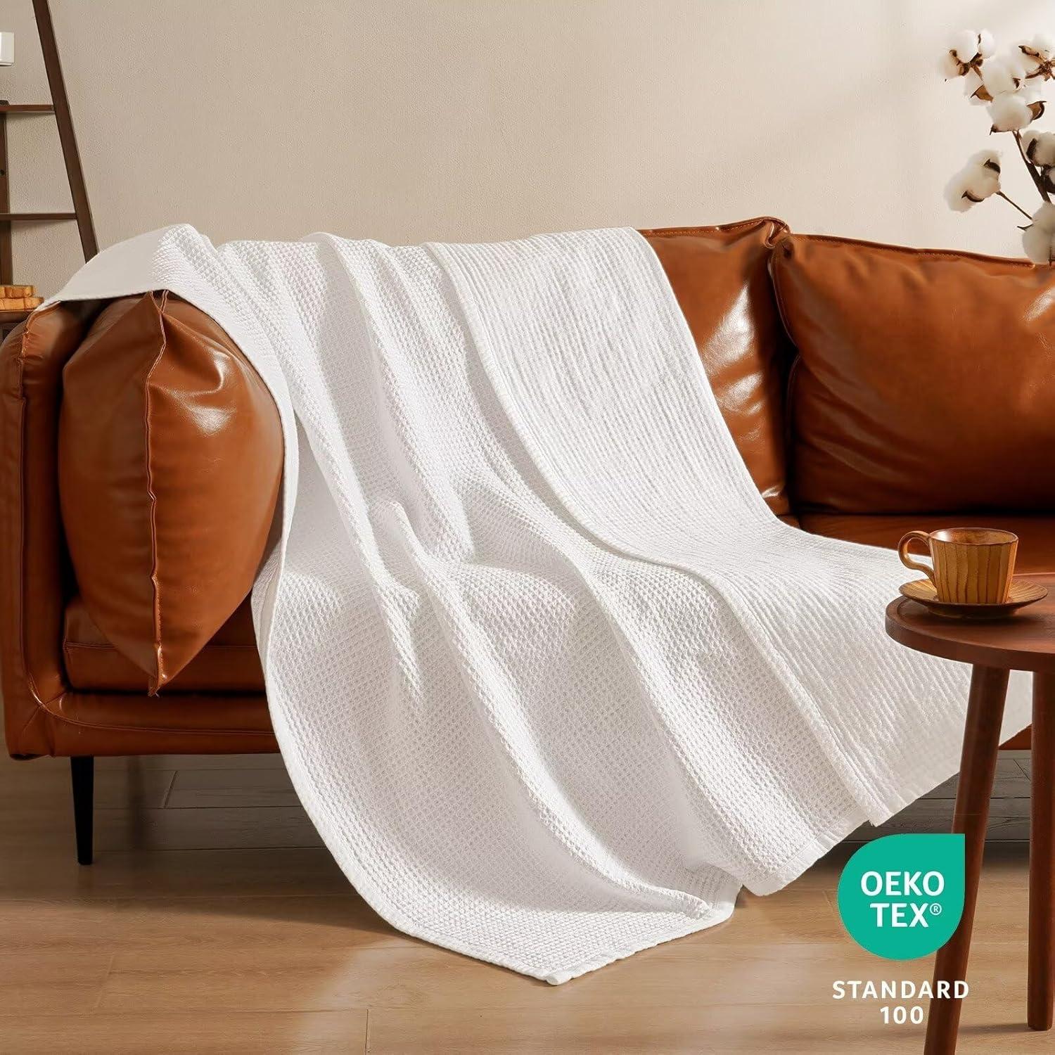 Manta de Muselina PHF 100% Algodón King 264x229 cm Blanca