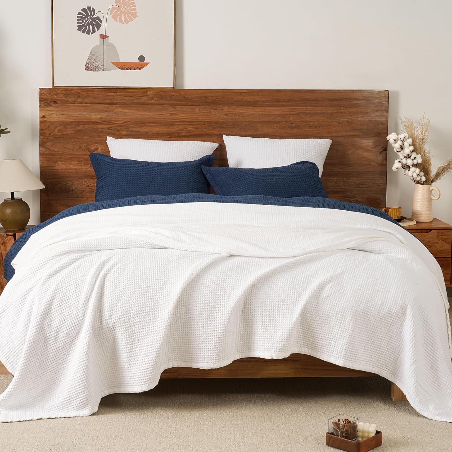 Manta de Muselina PHF 100% Algodón King 264x229 cm Blanca