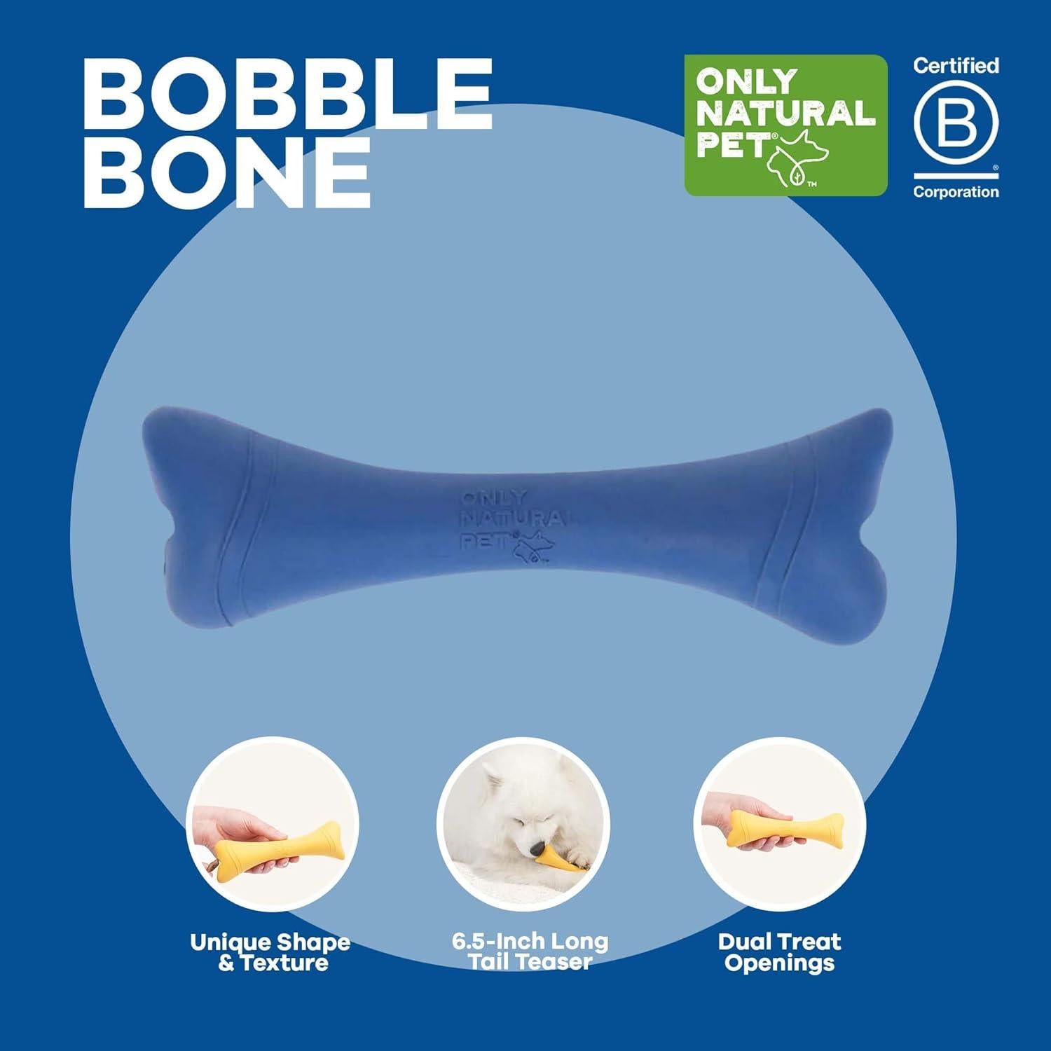 Hueso Bobble Solo Natural Mascota - Juguete Interactivo Azul