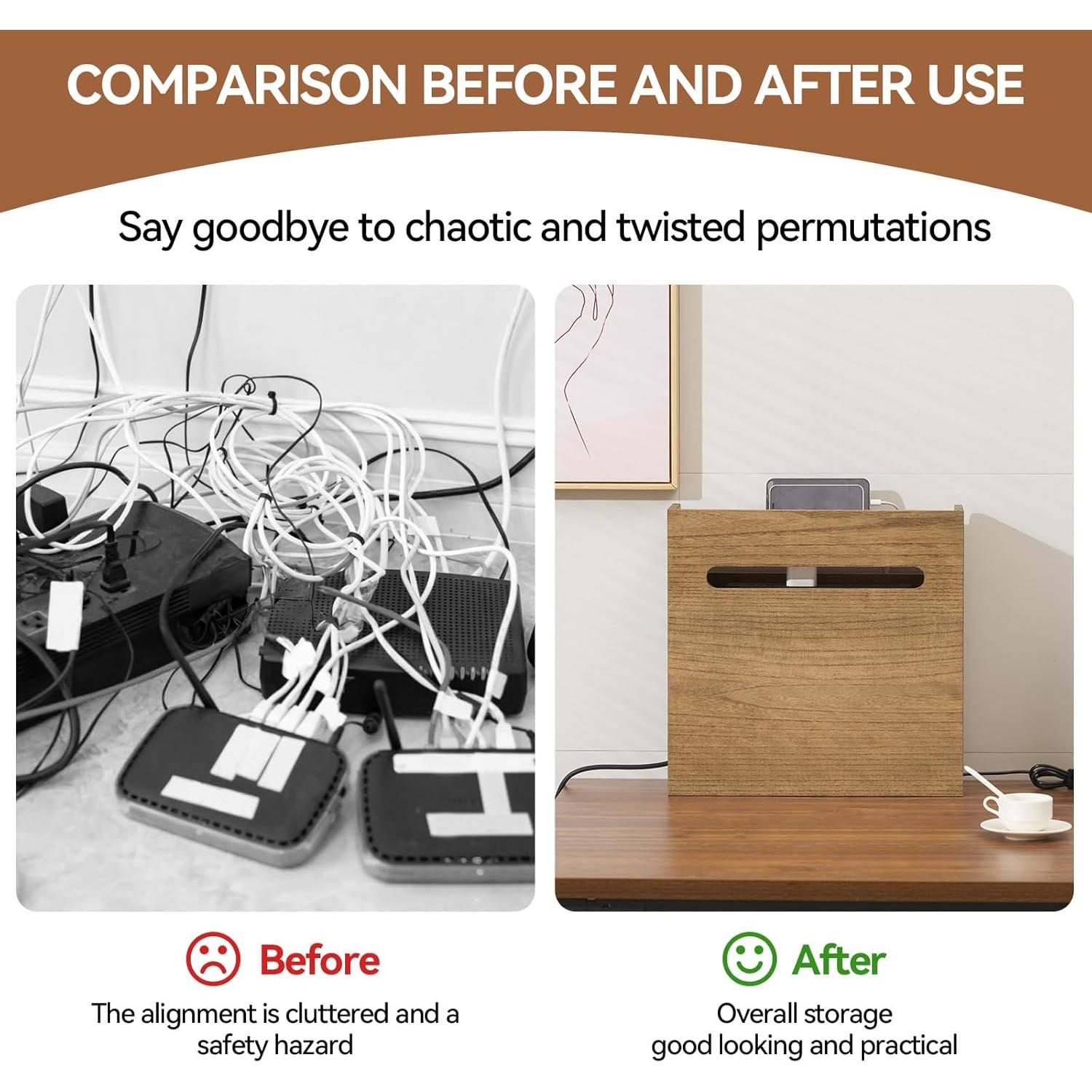 Caja de Almacenamiento para Router KIRIGEN Marrón Oscuro 41x14x40cm