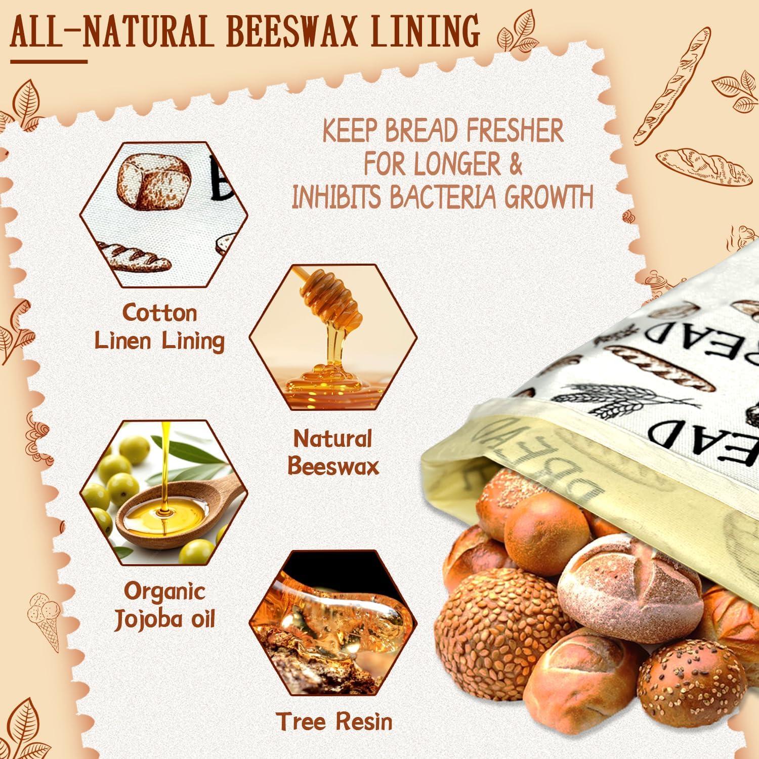 Bolsas de Pan Reutilizables PACOTK 31.8x40.6 cm Cera de Abeja