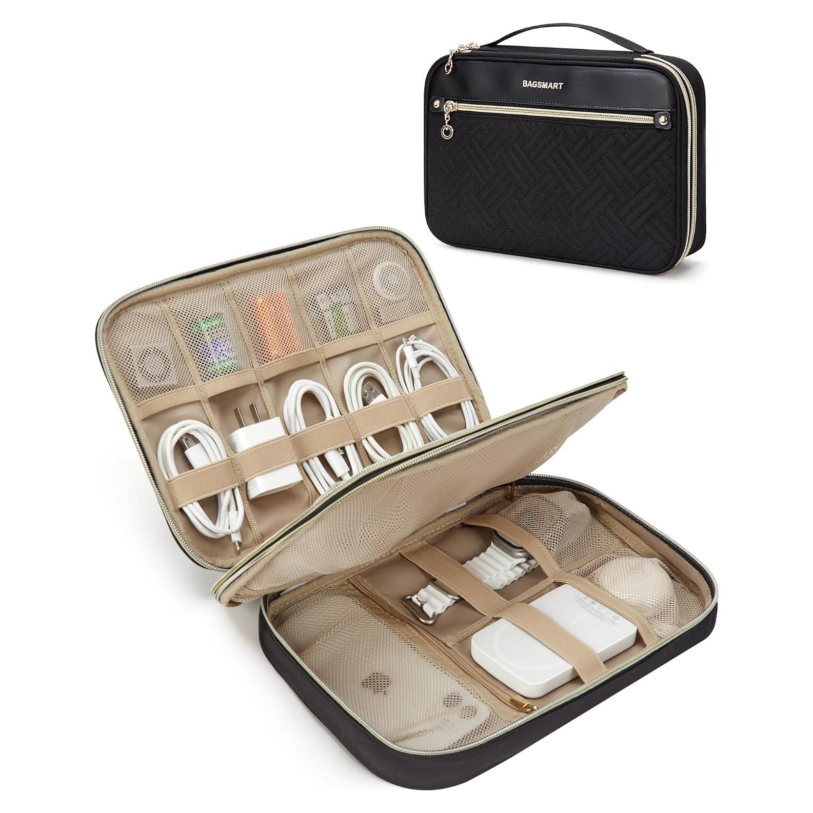 Estuche Organizador Electrónico BAGSMART Doble Capa Negro 27x19cm