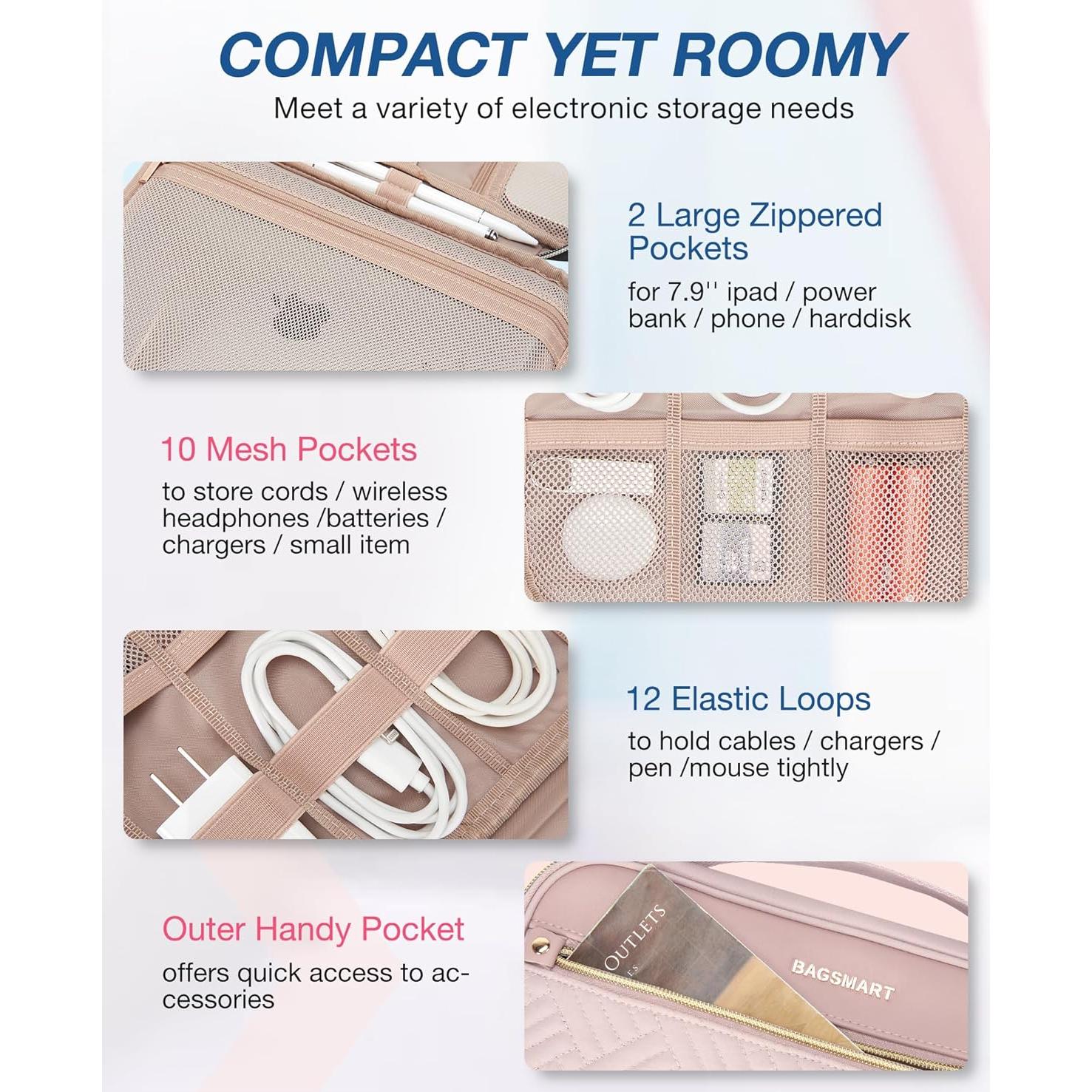 Estuche Organizador Electrónico BAGSMART Doble Capa Negro 27x19cm