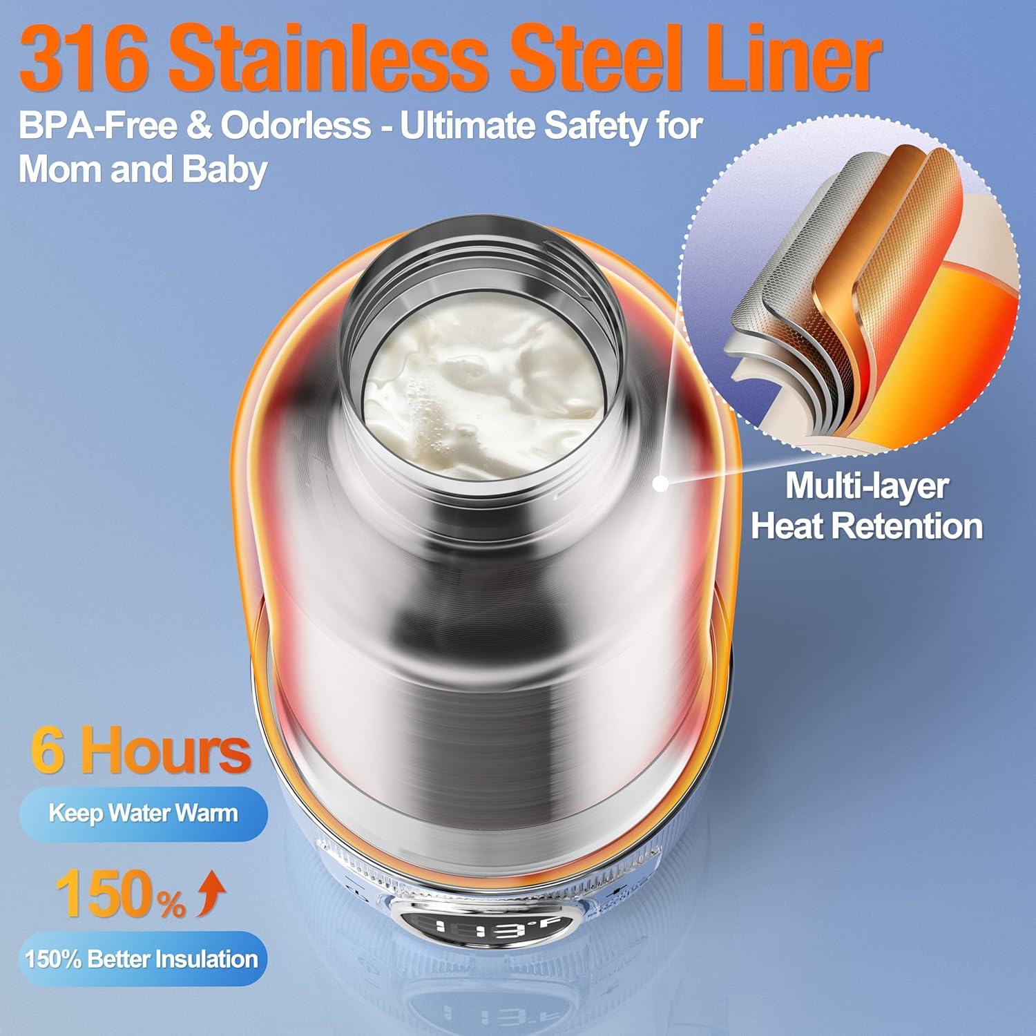 Calentador de Botellas Portátil 400ml - Carga Rápida y Control de Temperatura