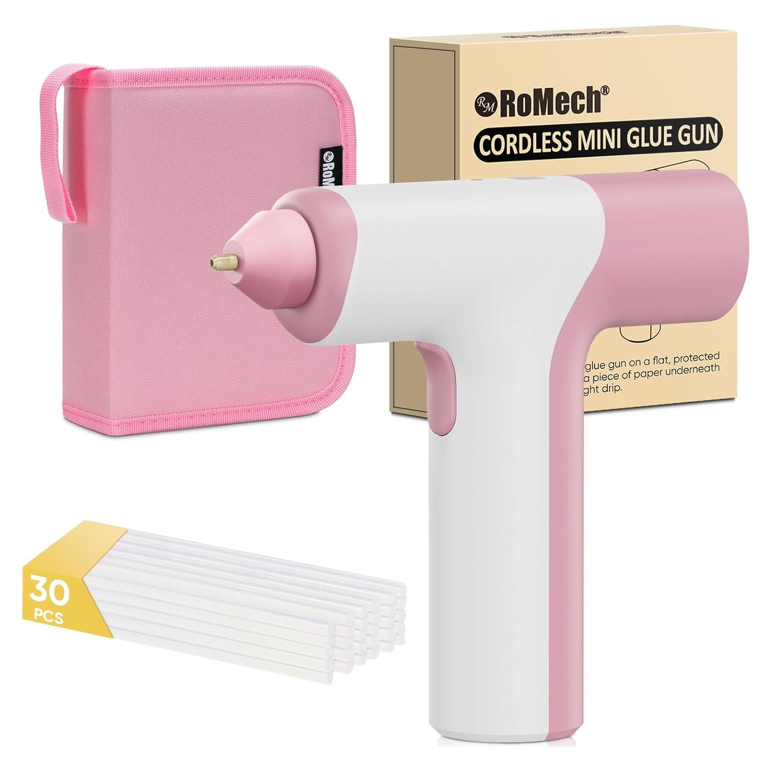 Pistola de Pegamento Caliente Inalámbrica ROMECH 3000mAh Rosa