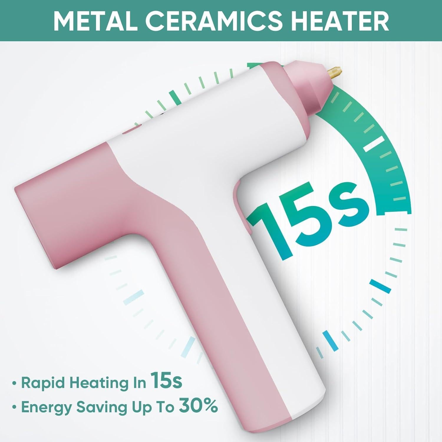 Pistola de Pegamento Caliente Inalámbrica ROMECH 3000mAh Rosa