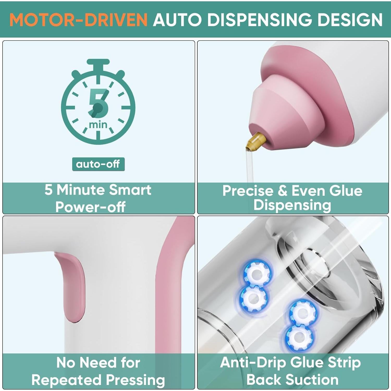 Pistola de Pegamento Caliente Inalámbrica ROMECH 3000mAh Rosa