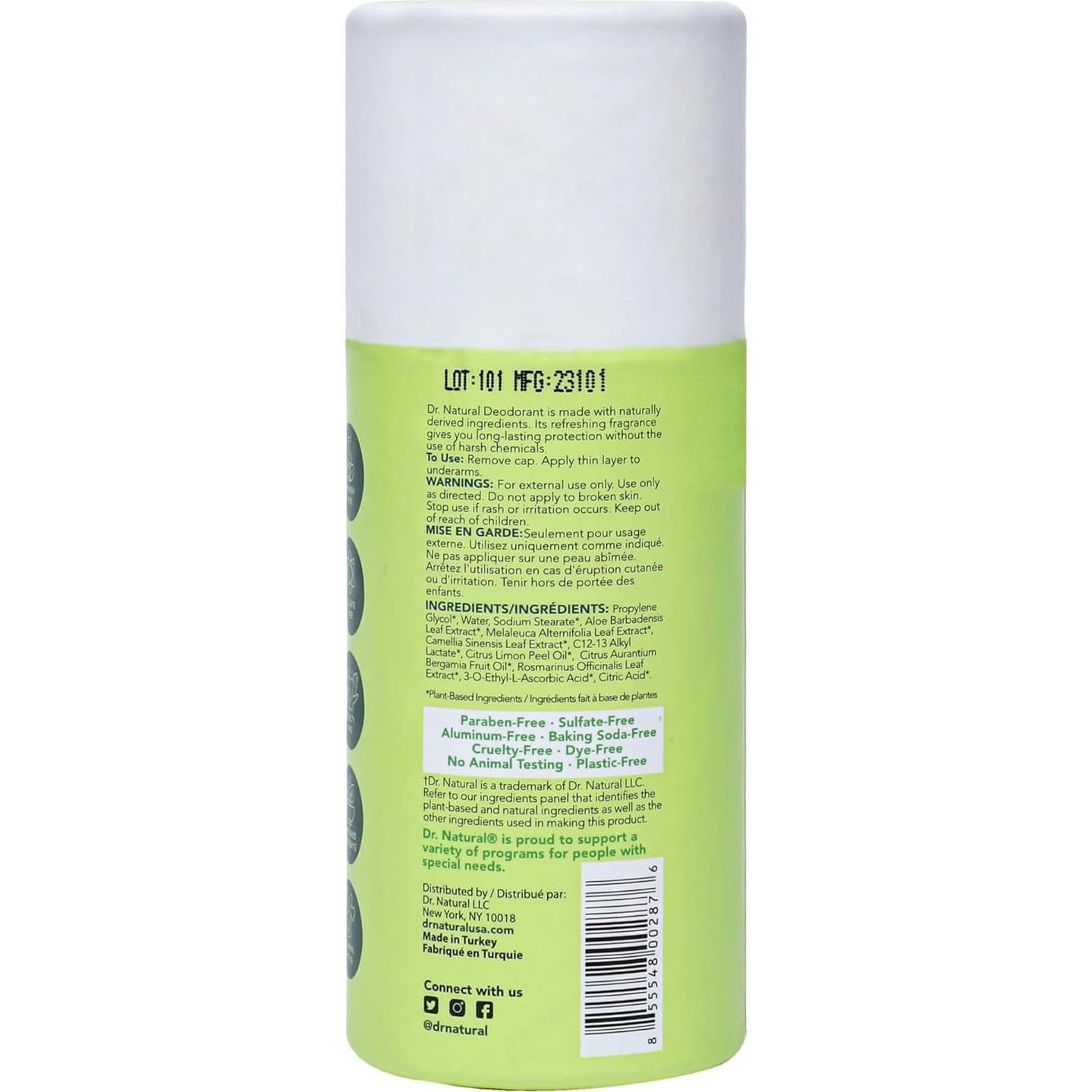 Desodorante Natural Dr. Natural Bergamota 85 g - Sin Aluminio