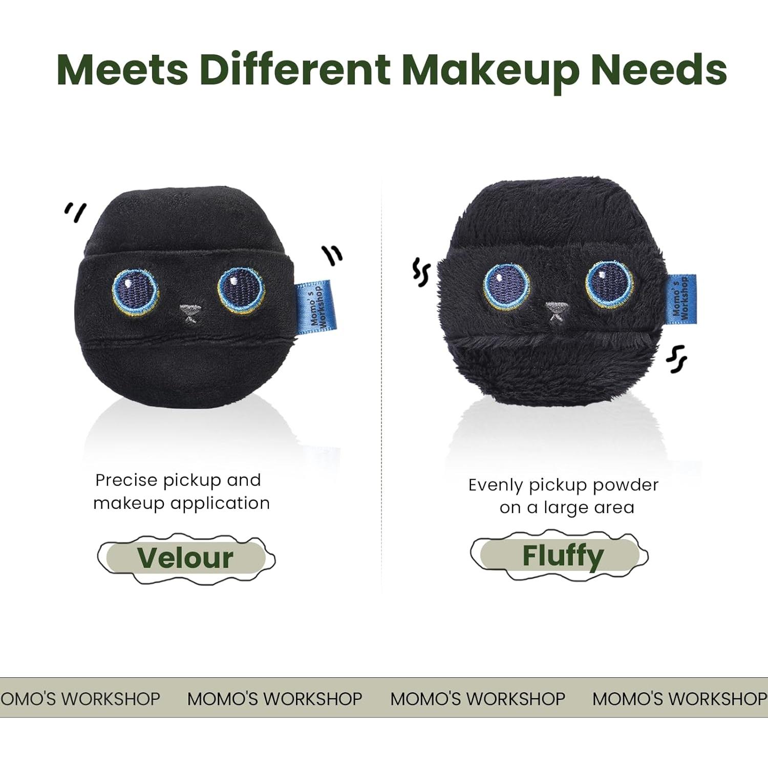 Esponja de Maquillaje Fluffy Taller de Momo 7x7 cm Negra