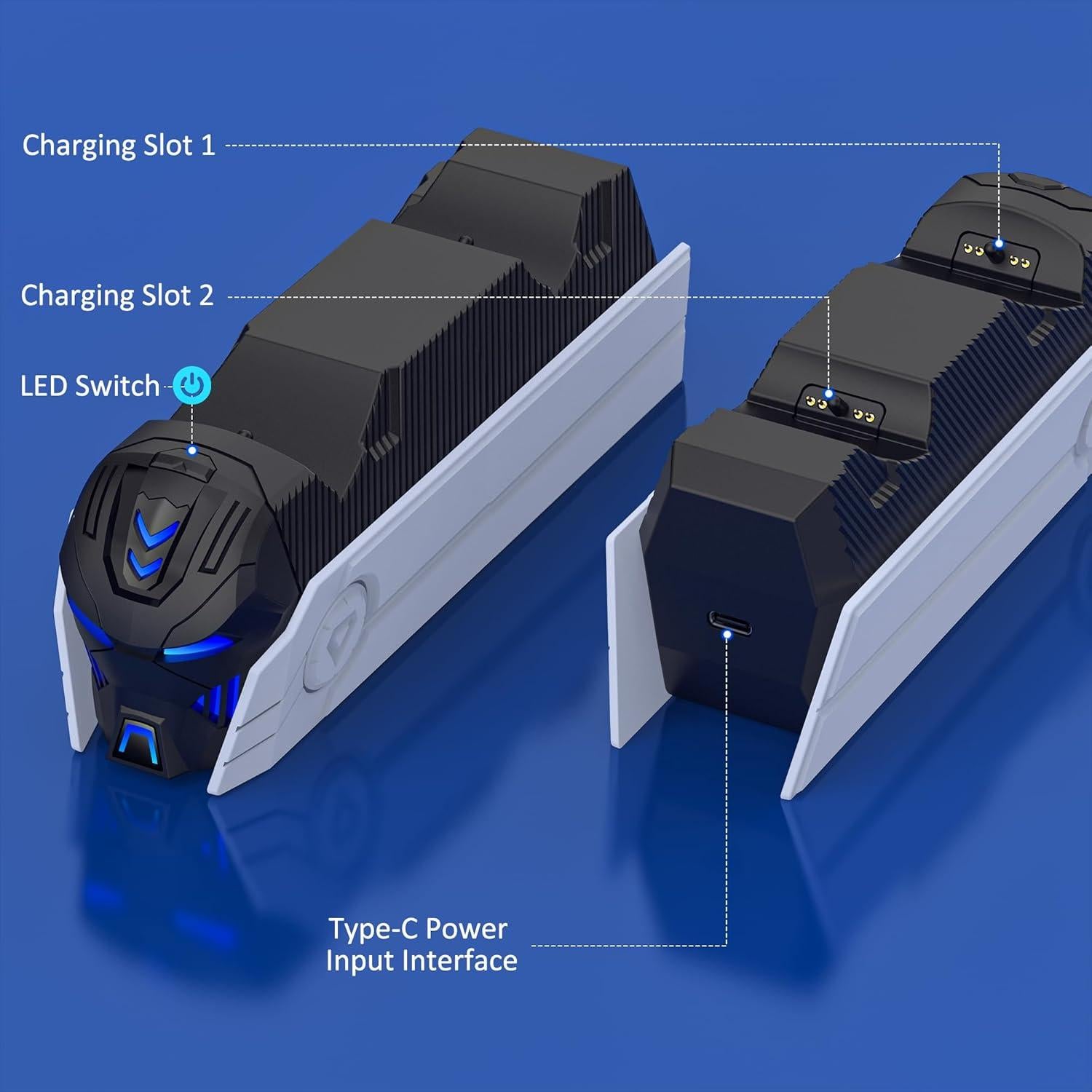 Estación de Carga Doble PS5 Svetaecho con LED - Carga Rápida