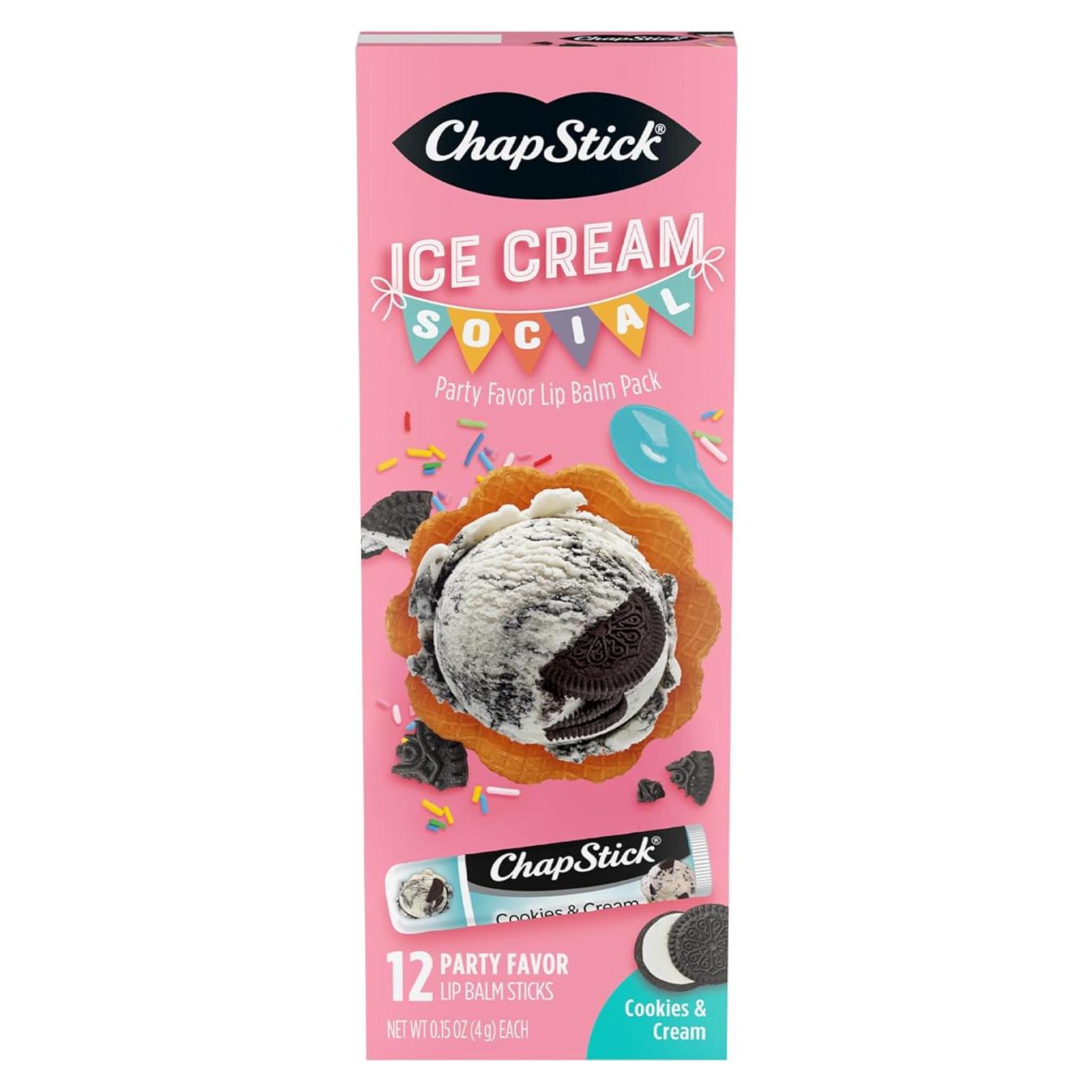 Bálsamo Labial ChapStick Fiesta de Helado Galletas y Crema 12x4.25g