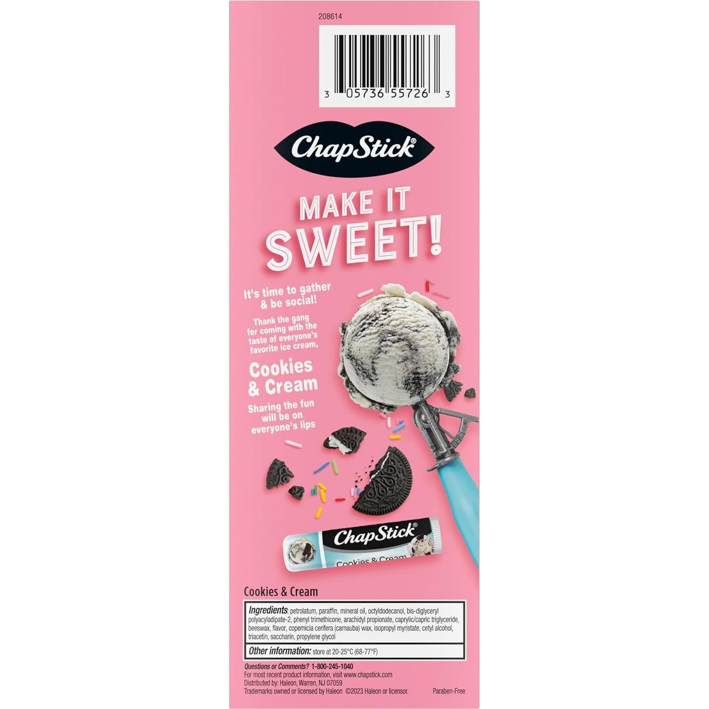 Bálsamo Labial ChapStick Fiesta de Helado Galletas y Crema 12x4.25g