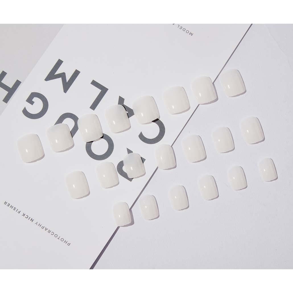 Uñas Postizas Acrílicas Blancas Cuadradas Foccna 24 Piezas