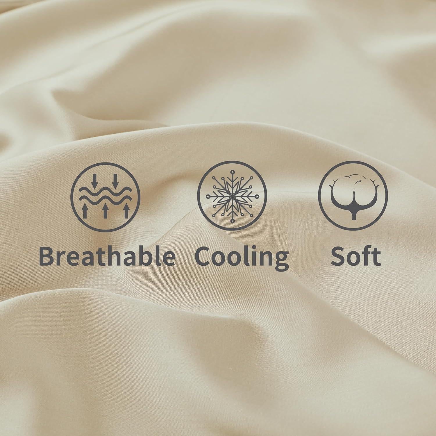 Juego de 2 Fundas de Almohada Viscosa Bambú 400 Hilos Beige