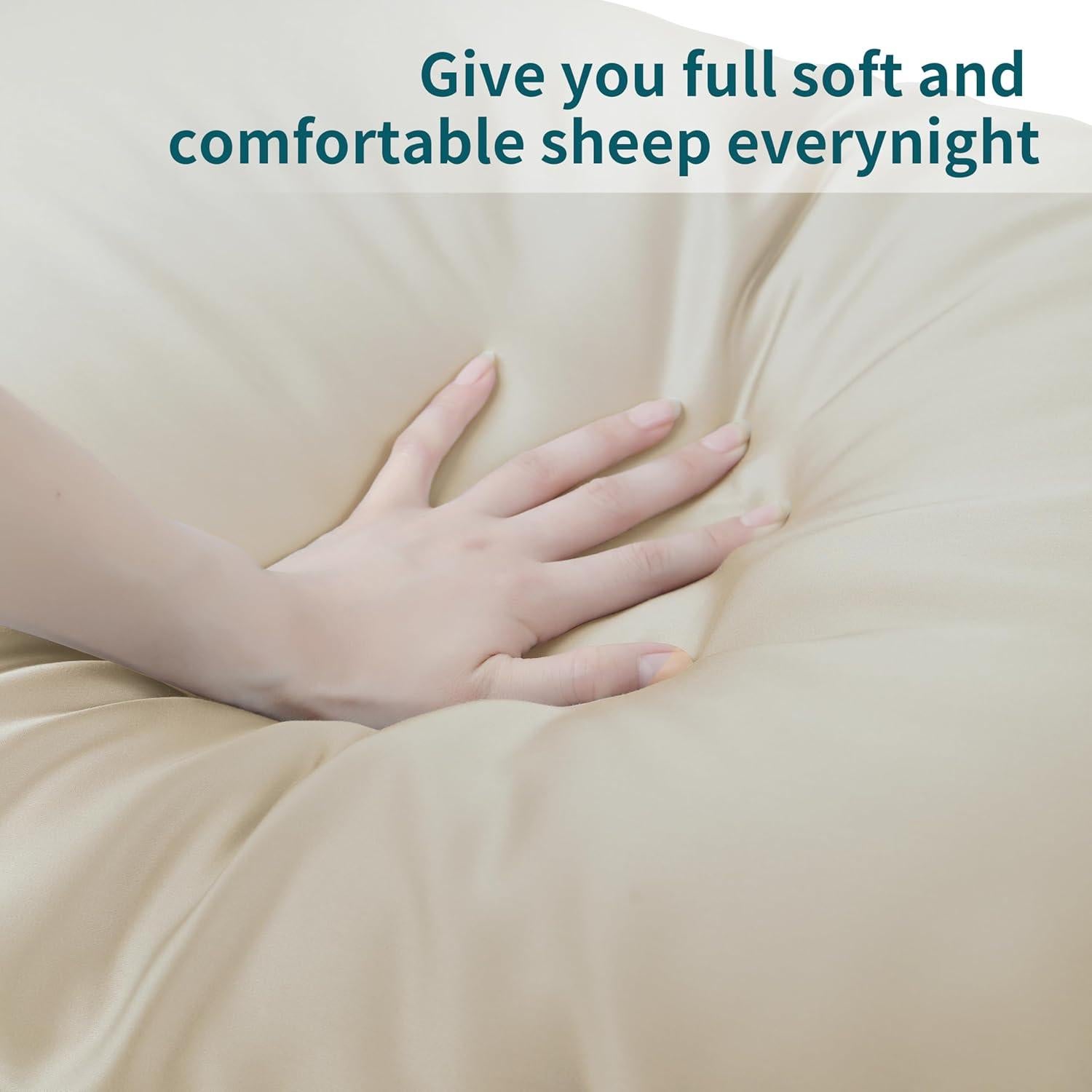 Juego de 2 Fundas de Almohada Viscosa Bambú 400 Hilos Beige