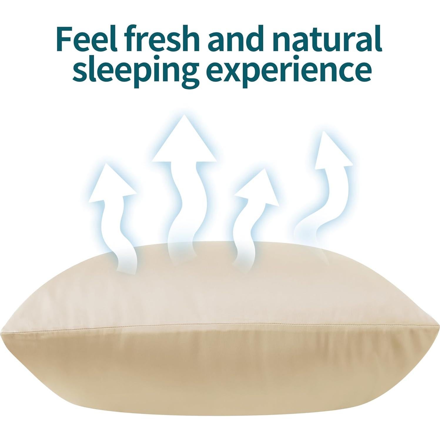 Juego de 2 Fundas de Almohada Viscosa Bambú 400 Hilos Beige