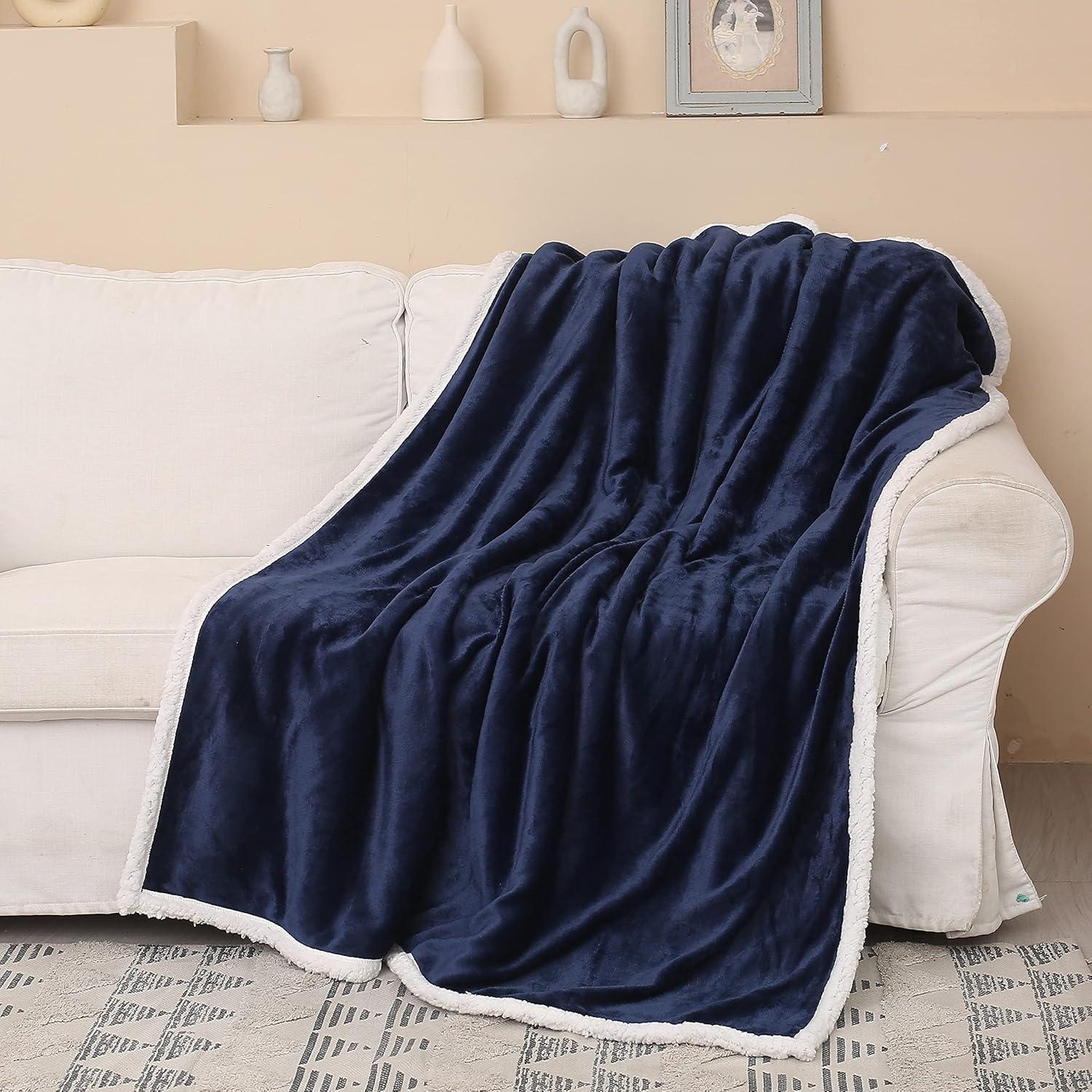 Manta de Sherpa Fleece Catalonia Azul 127x152 cm Reversible