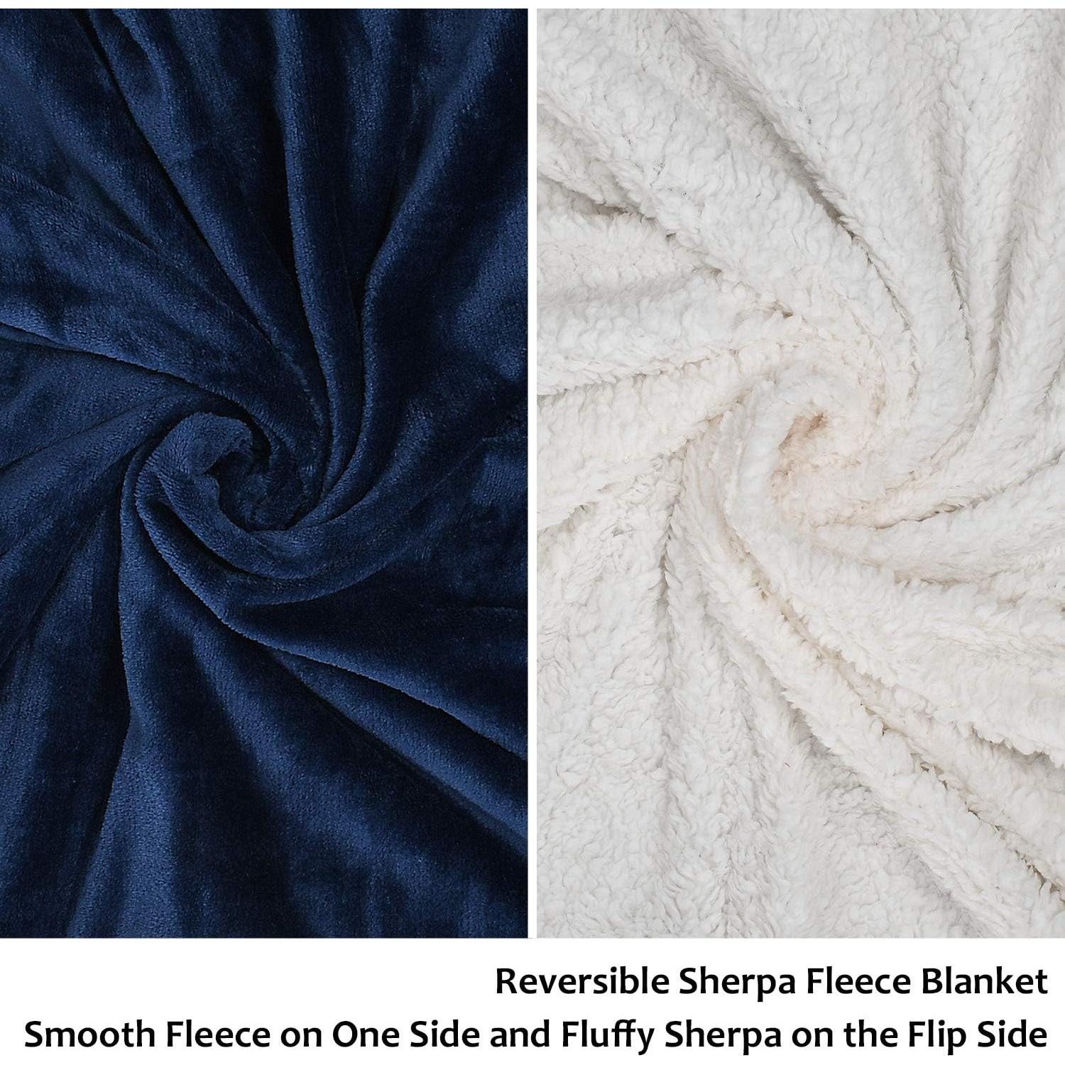 Manta de Sherpa Fleece Catalonia Azul 127x152 cm Reversible