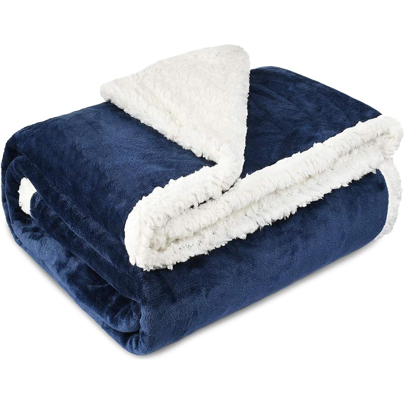 Manta de Sherpa Fleece Catalonia Azul 127x152 cm Reversible