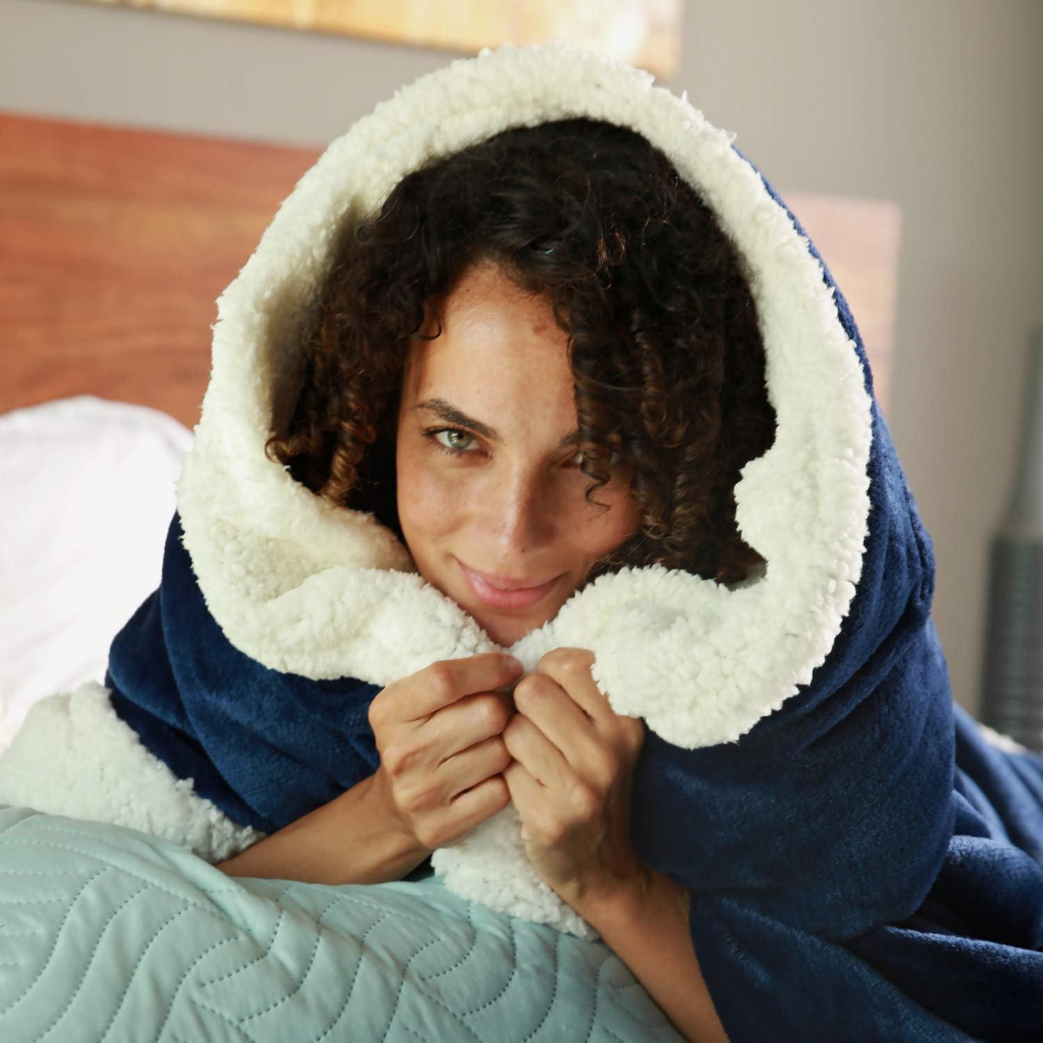 Manta de Sherpa Fleece Catalonia Azul 127x152 cm Reversible