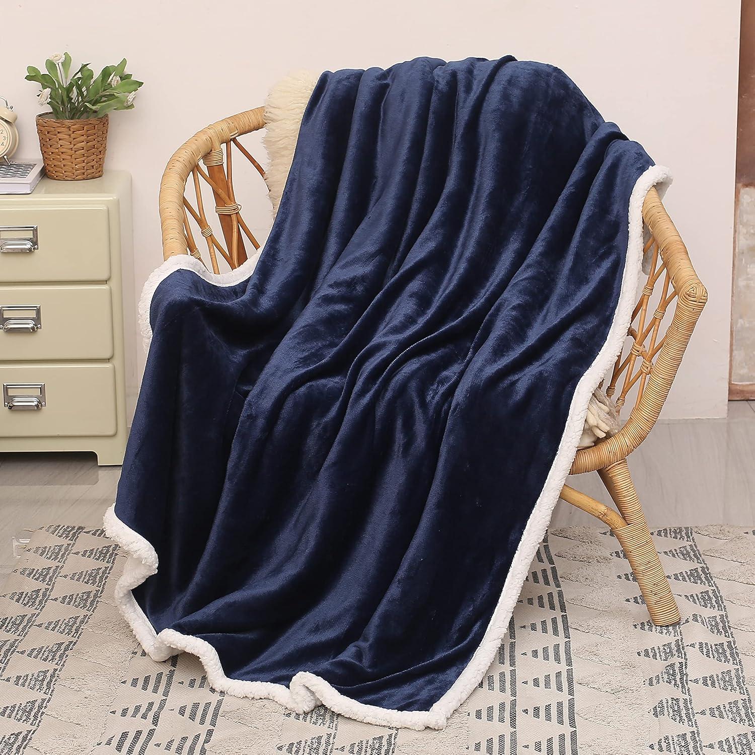 Manta de Sherpa Fleece Catalonia Azul 127x152 cm Reversible