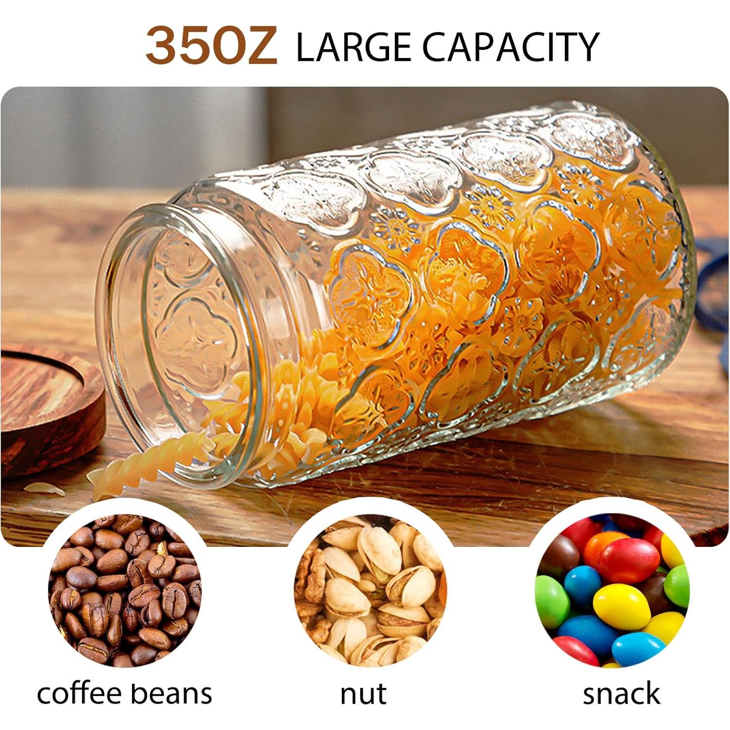 Frascos de Almacenamiento de Vidrio LODIKE 1000ml Set de 2