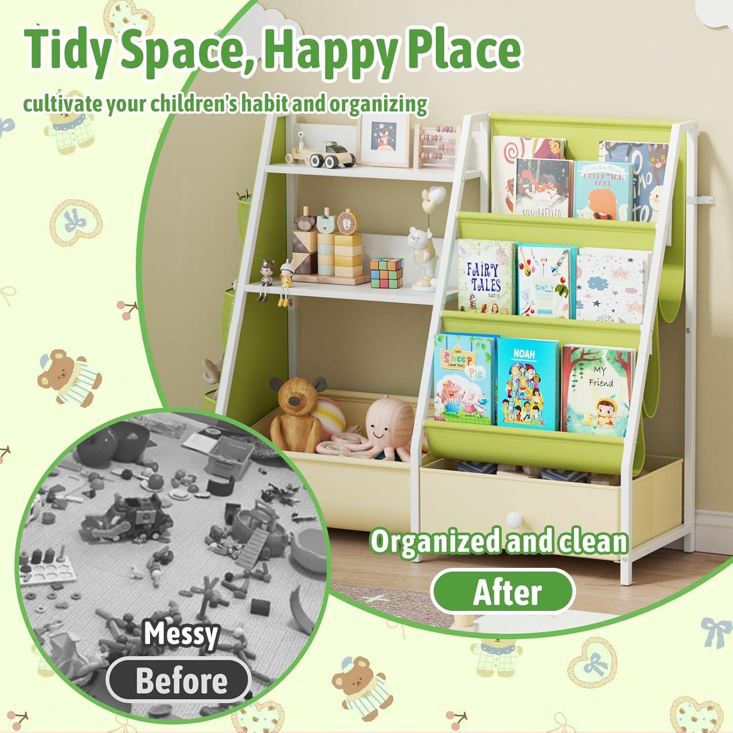 Estantería Organizador de Juguetes 3 en 1 Orekemo Verde