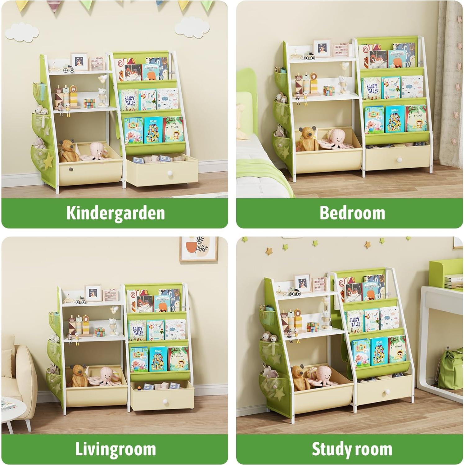 Estantería Organizador de Juguetes 3 en 1 Orekemo Verde