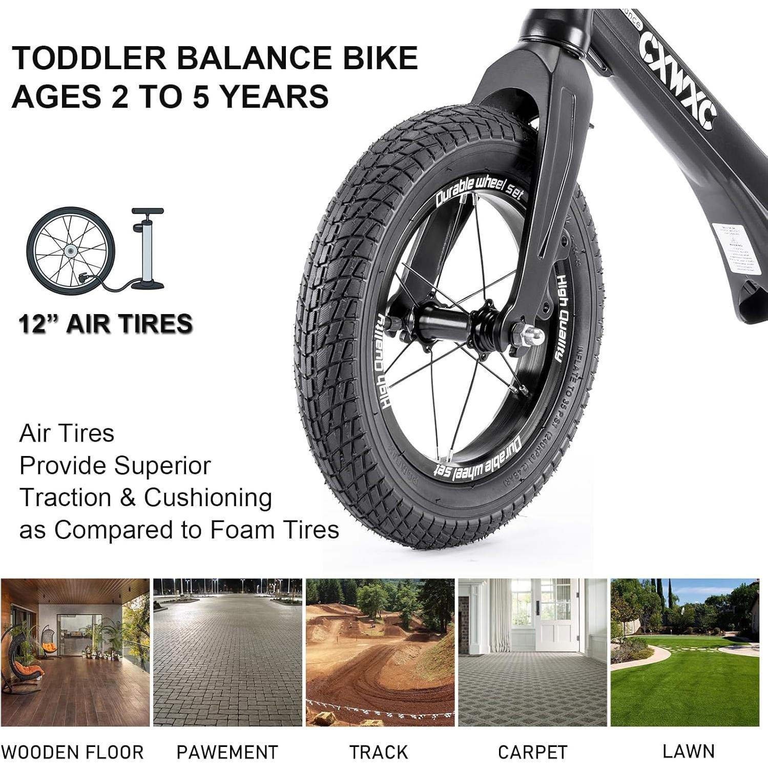 Bicicleta de Equilibrio CXWXC 12" para Niños 2-5 Años