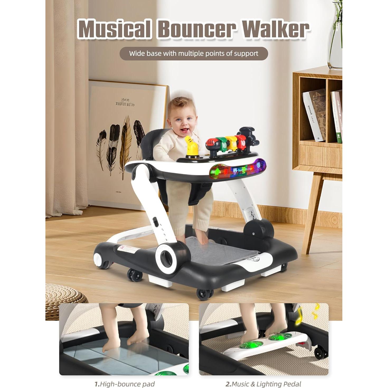 Andador Musical y Luminoso para Bebés 6 en 1 - Negro