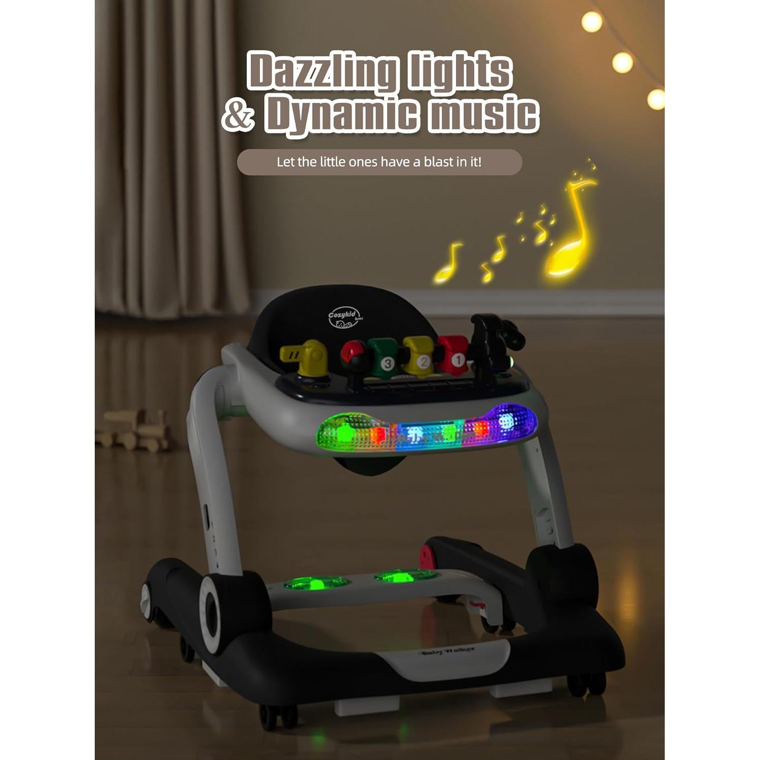 Andador Musical y Luminoso para Bebés 6 en 1 - Negro