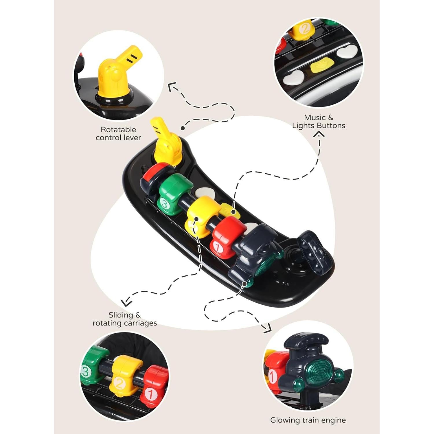 Andador Musical y Luminoso para Bebés 6 en 1 - Negro