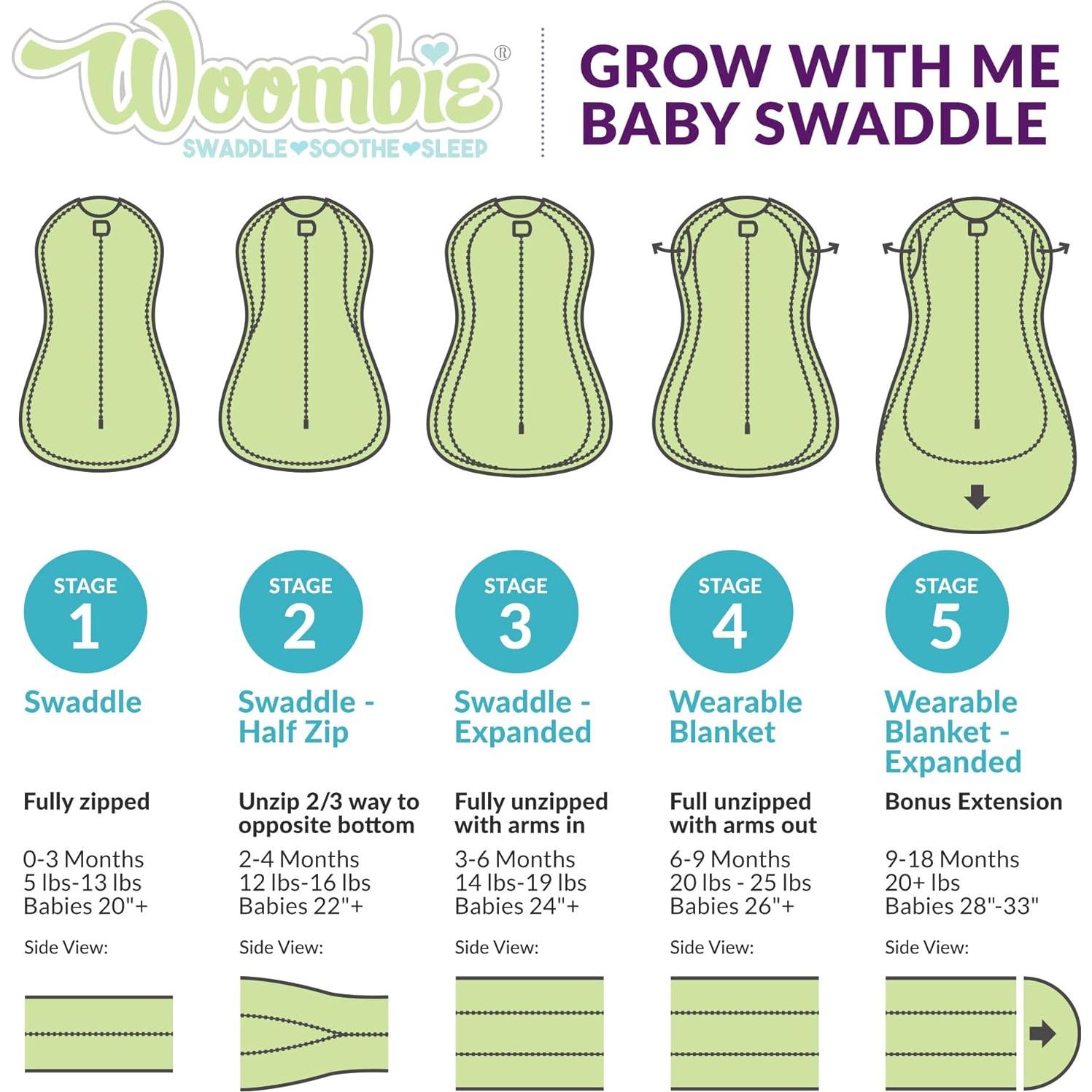 Manta Envolver Woombie Crece Contigo 0-18 Meses Algodón