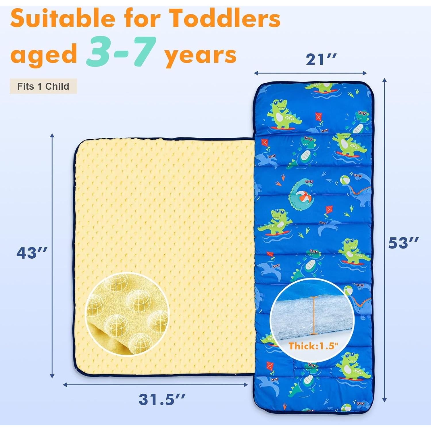 Colchoneta para Siesta Yierchoo con Almohada y Manta Dinosaurio