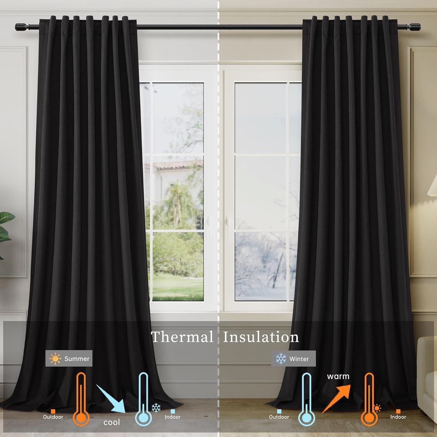Cortinas Blackout BOODII Negras 132x203 cm 2 Paneles Aislantes