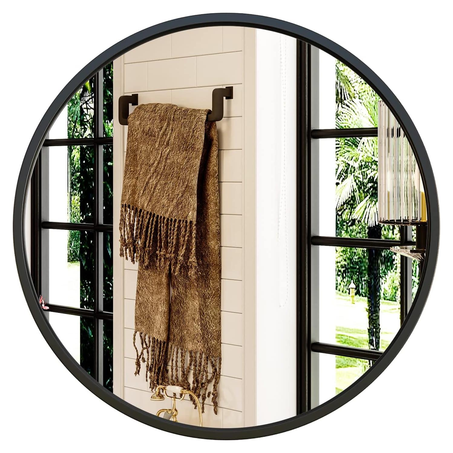 Espejo Redondo Negro Growsun 50.8 cm para Baño y Decoración