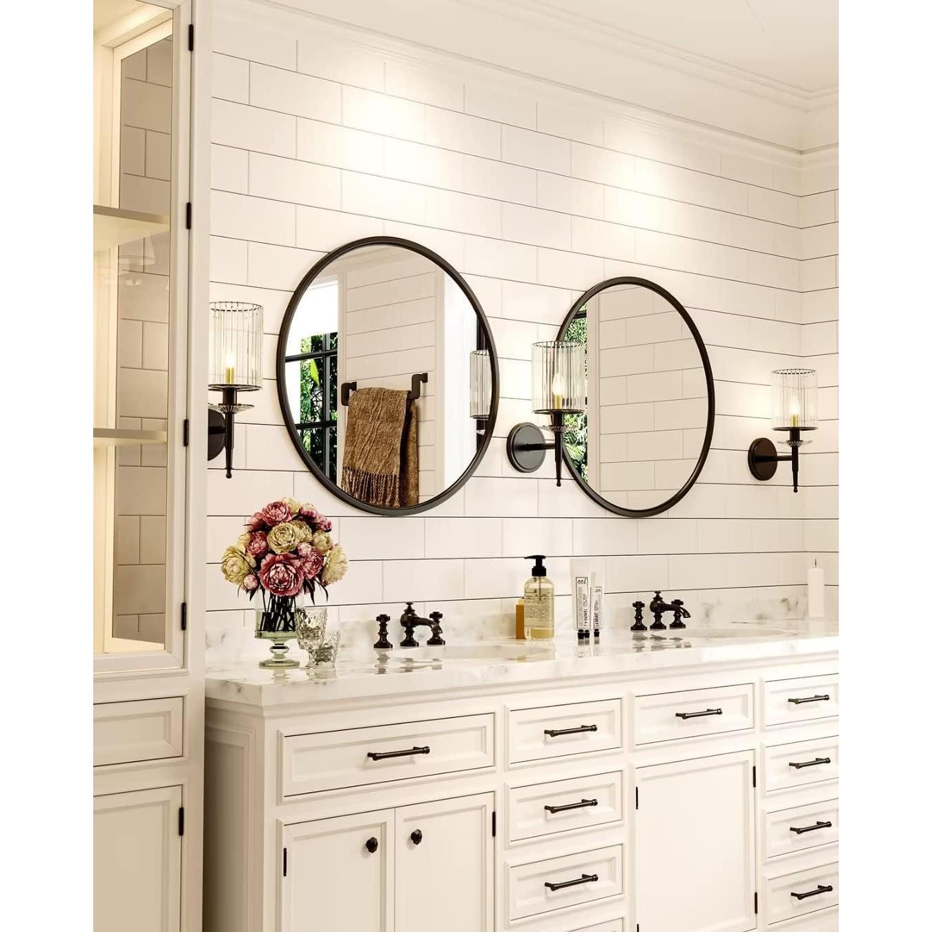 Espejo Redondo Negro Growsun 50.8 cm para Baño y Decoración