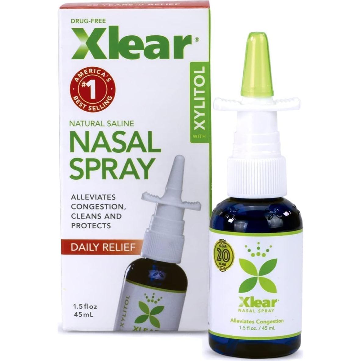 Spray Nasal Salino Natural Xlear con Xilitol - 2 Piezas