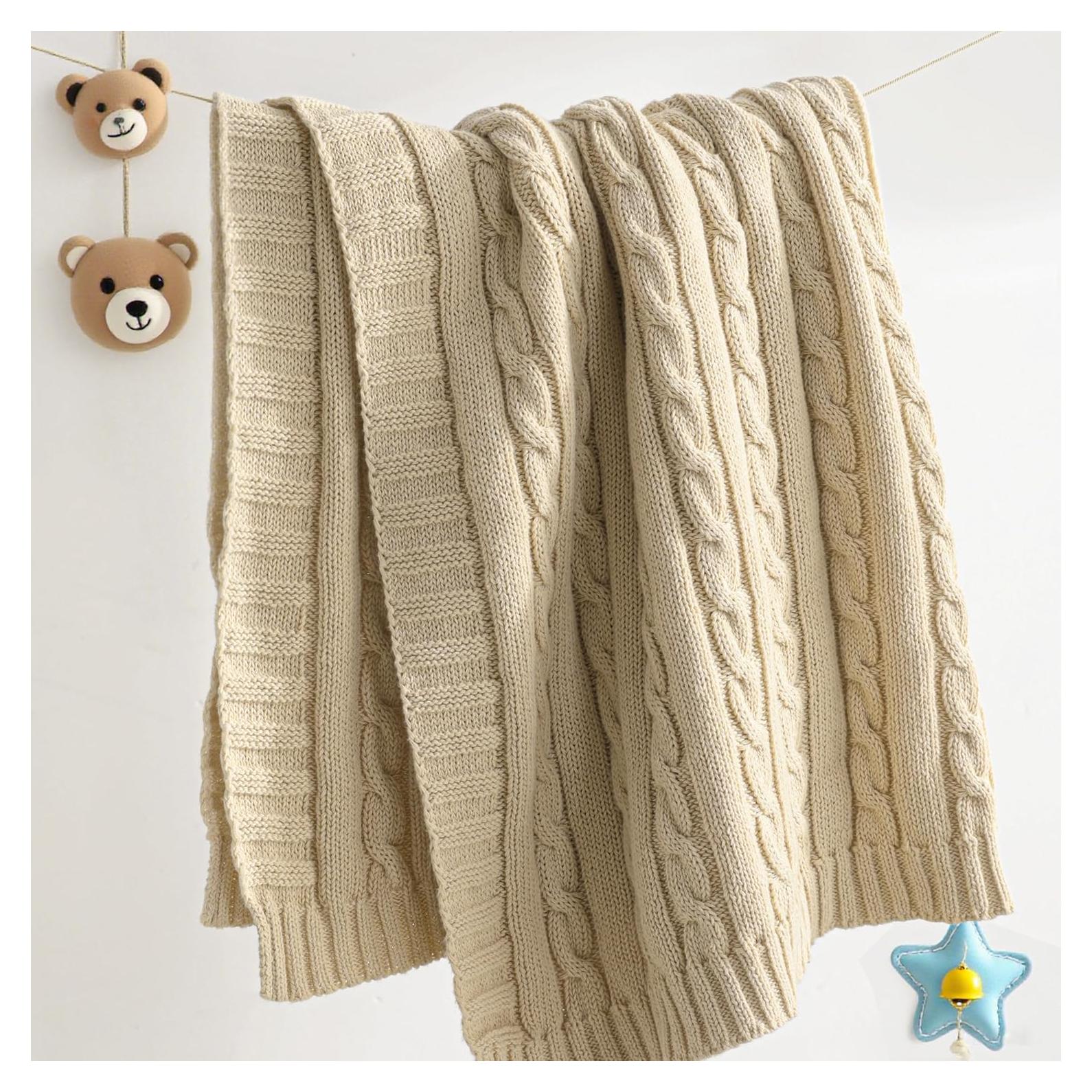 Manta de Algodón NTBAY 76x102 cm Suave y Transpirable Albaricoque