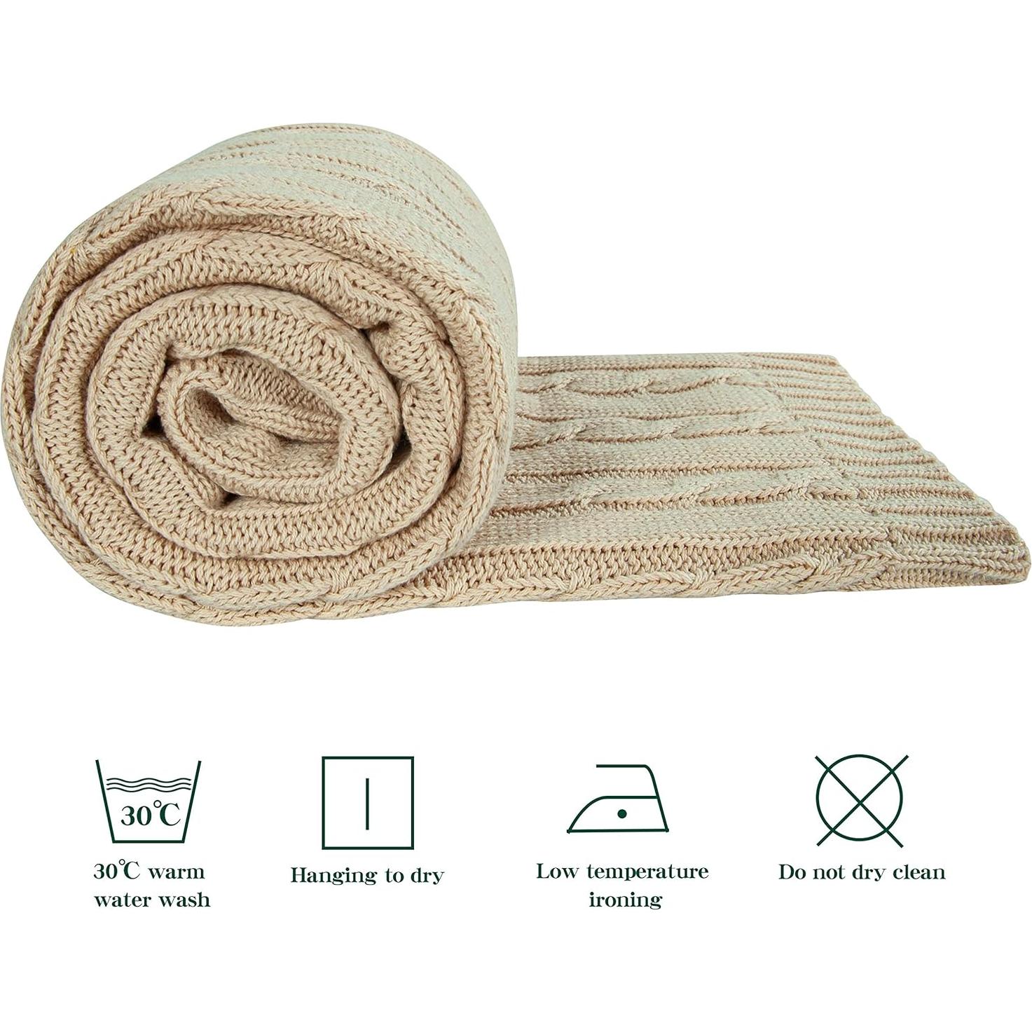 Manta de Algodón NTBAY 76x102 cm Suave y Transpirable Albaricoque