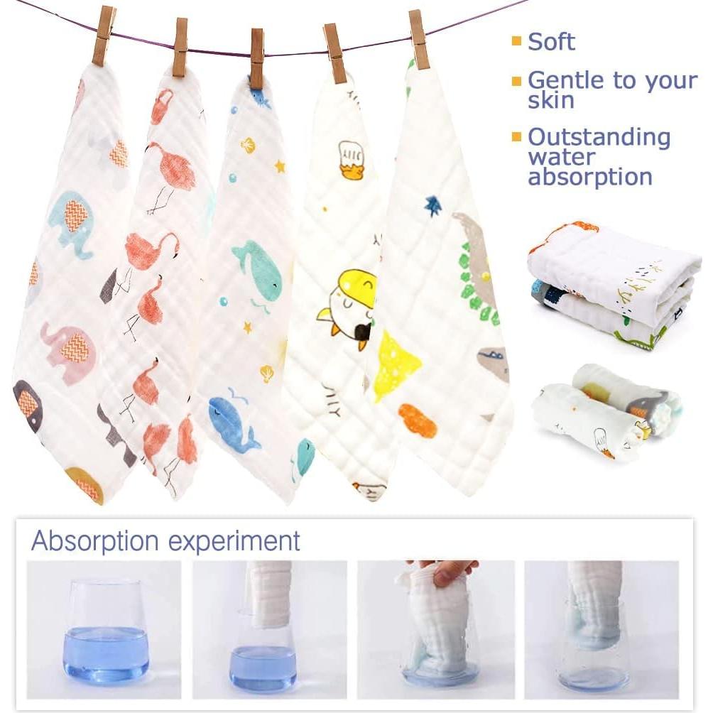 Paquete de 9 Pañales de Muselina Maveek 25x25cm Lavables