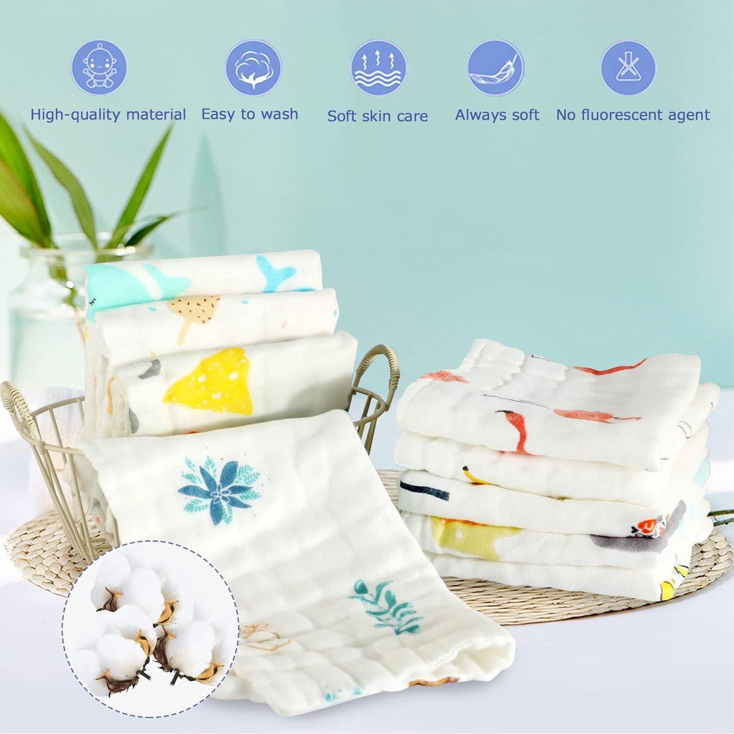 Paquete de 9 Pañales de Muselina Maveek 25x25cm Lavables