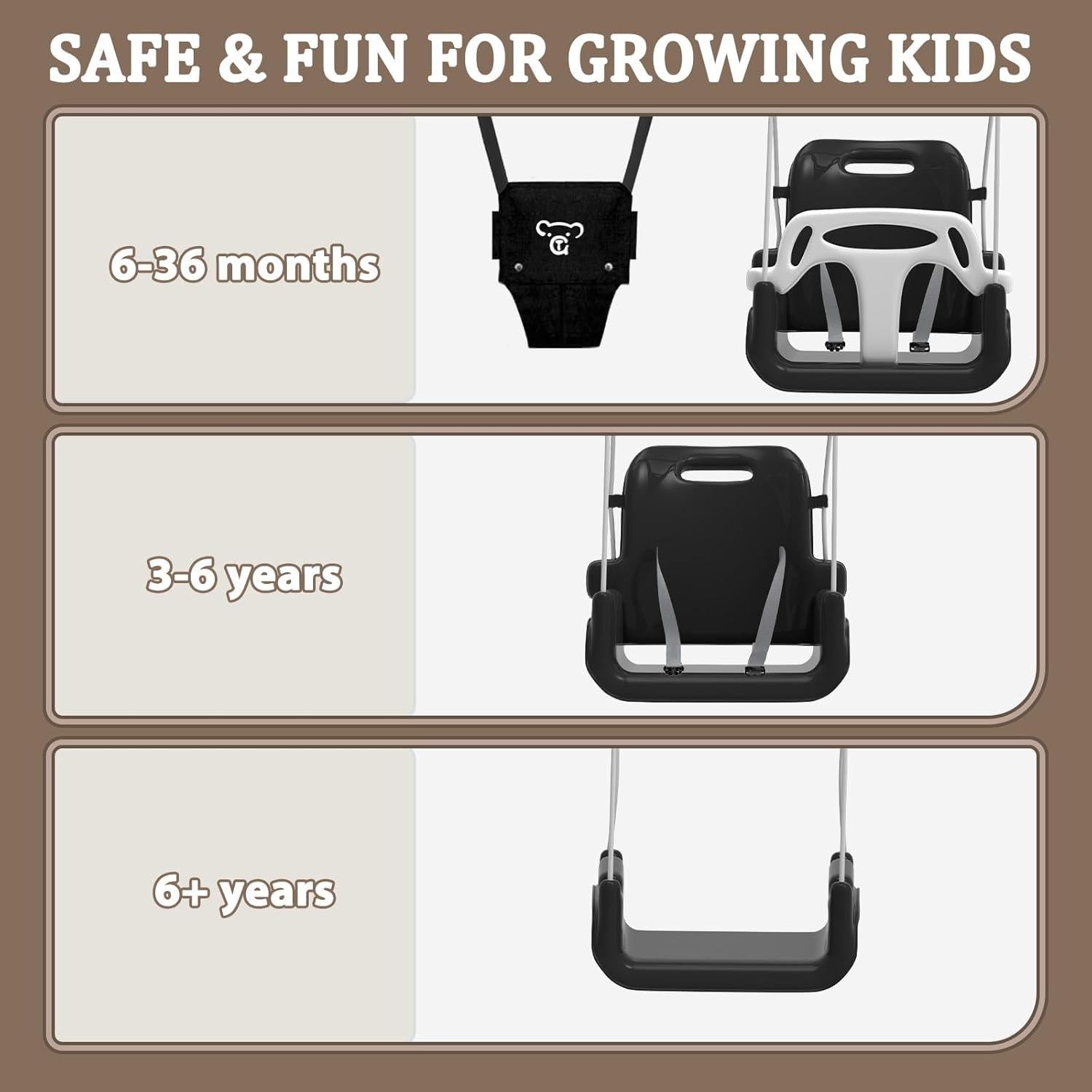 Columpio y Saltador 2 en 1 JWPEHOE Plegable Negro