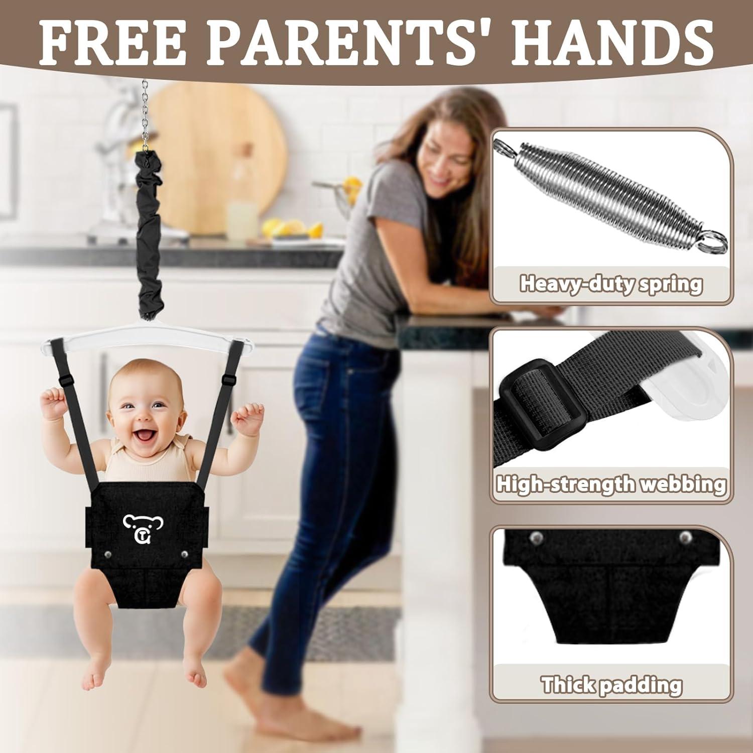 Columpio y Saltador 2 en 1 JWPEHOE Plegable Negro