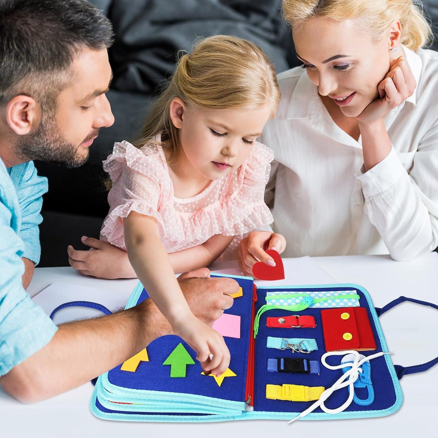 Tablero Ocupado Montessori Whizturtle Azul 8 en 1 para Niños